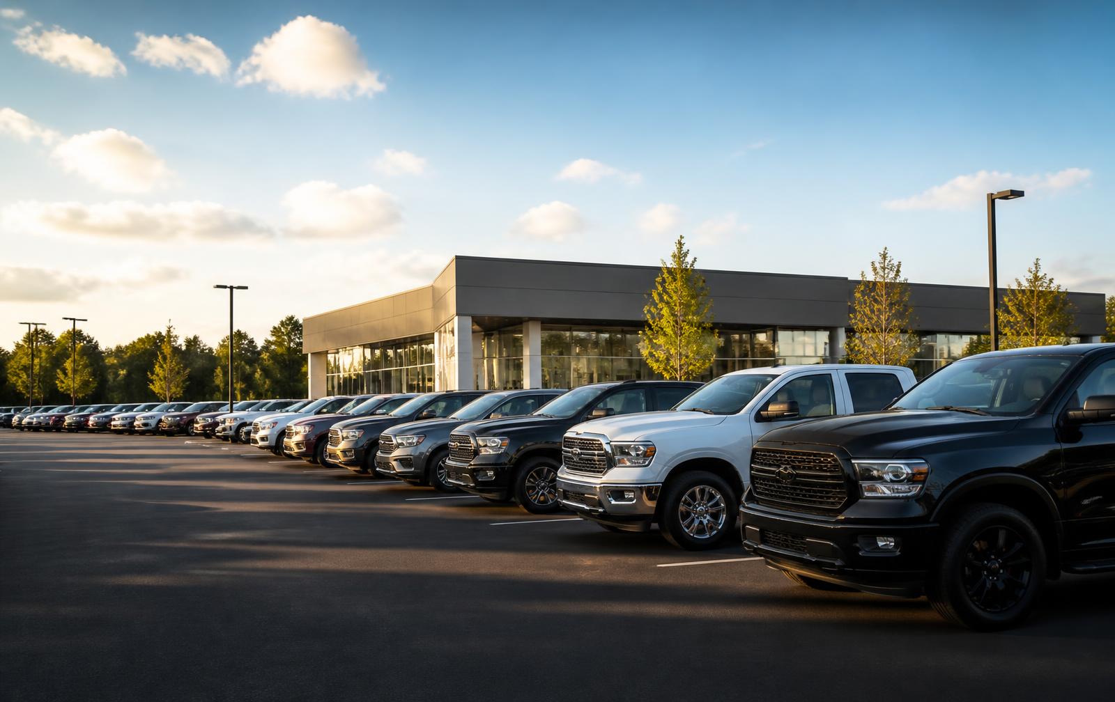 Used cars and SUVs parked on the Foster Auto Sales lot in Macon, Georgia